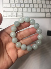 Load image into Gallery viewer, 12mm size 50-54mm 100% natural type A light green white jadeite jade beads bracelet AZ191
