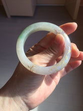 Load image into Gallery viewer, 50.3.mm 100% Natural type A green purple white carved flowers and golden-painted Jadeite Jade bangle PB248-5301