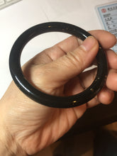 Load image into Gallery viewer, 51.5mm Certified Type A 100% Natural Oily Dark Green Gray Black(油青) Oval Jadeite Jade Bangle PE101-7127