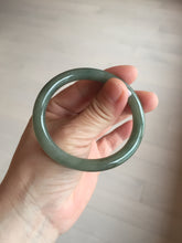 Load image into Gallery viewer, 50.5mm certificated Type A 100% Natural dark green/gray round cut oval Jadeite Jade bangle BK47-2879