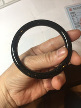 Load image into Gallery viewer, 58.5mm 100% Natural dark green/black meteorite Stellar Night sky round cut nephrite bangle HF105-8794
