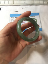Load image into Gallery viewer, 51.5mm Certified Type A 100% Natural Oily Dark Green Gray Black(油青) Oval Jadeite Jade Bangle PE101-7127