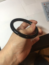 Load image into Gallery viewer, 58.5mm 100% Natural dark green/black meteorite Stellar Night sky round cut nephrite bangle HF105-8794