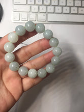Load image into Gallery viewer, 12mm size 50-54mm 100% natural type A light green white jadeite jade beads bracelet AZ191