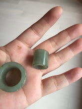 Load image into Gallery viewer, 100% natural type A black/dark green/gray (油青) broad jadeite jade band ring thumb ring bead set BN79