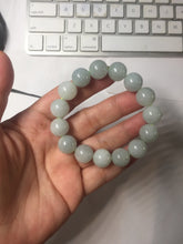 Load image into Gallery viewer, 12mm size 50-54mm 100% natural type A light green white jadeite jade beads bracelet AZ191