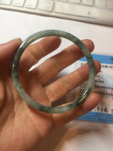 Load image into Gallery viewer, 57.8mm Certified type A 100% Natural light green with green floating flowers round cut Jadeite bangle J129-3397