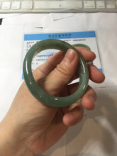 Load image into Gallery viewer, 51.5mm Certified Type A 100% Natural Oily Dark Green Gray Black(油青) Oval Jadeite Jade Bangle PE101-7127