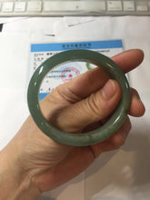 Load image into Gallery viewer, 51.5mm Certified Type A 100% Natural Oily Dark Green Gray Black(油青) Oval Jadeite Jade Bangle PE101-7127