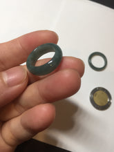 Load image into Gallery viewer, 14.5mm 3 1/2 100% natural type A icy watery green/blue Guatemala jadeite jade band ring BP67