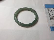 Load image into Gallery viewer, 49mm Certified Type A 100% Natural Oily Dark Green Gray Black(油青) Oval Jadeite Jade Bangle PE102-7125