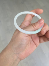 Load image into Gallery viewer, 56mm 100% natural Type A light green white slim round cut jadeite jade bangle AD107-8108