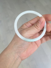 Load image into Gallery viewer, 56mm 100% natural Type A light green white slim round cut jadeite jade bangle AD107-8108