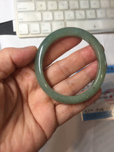Load image into Gallery viewer, 49mm Certified Type A 100% Natural Oily Dark Green Gray Black(油青) Oval Jadeite Jade Bangle PE102-7125