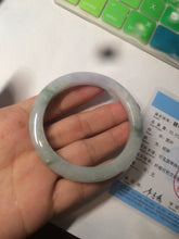 Load image into Gallery viewer, 53.7mm Certified Type A 100% Natural green/purple/white with green flying flower slim Jadeite Jade bangle K117