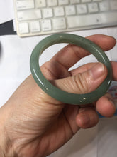Load image into Gallery viewer, 49mm Certified Type A 100% Natural Oily Dark Green Gray Black(油青) Oval Jadeite Jade Bangle PE102-7125