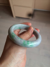 Load image into Gallery viewer, 58.3mm Certified 100% natural Type A sunny green/purple/yellow(Fu Lu Shou) chubby jadeite jade bangle AK55-1188
