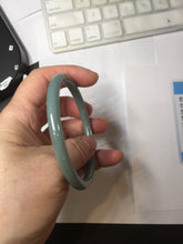 Load image into Gallery viewer, 59mm Certified Type A 100% Natural Light Blue Green Gray Ru Kiln Sky Celadon Blue (汝窑天青蓝) Guatemala Jadeite Jade Slim Round Bangle BS160-8651