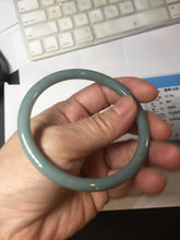 Load image into Gallery viewer, 59mm Certified Type A 100% Natural Light Blue Green Gray Ru Kiln Sky Celadon Blue (汝窑天青蓝) Guatemala Jadeite Jade Slim Round Bangle BS160-8651