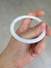 Load image into Gallery viewer, 55.6mm 100% natural Type A icy watery light green white slim round cut jadeite jade bangle AD113-8104