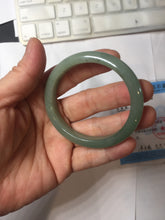 Load image into Gallery viewer, 49mm Certified Type A 100% Natural Oily Dark Green Gray Black(油青) Oval Jadeite Jade Bangle PE102-7125