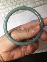 Load image into Gallery viewer, 59mm Certified Type A 100% Natural Light Blue Green Gray Ru Kiln Sky Celadon Blue (汝窑天青蓝) Guatemala Jadeite Jade Slim Round Bangle BS160-8651