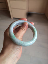 Load image into Gallery viewer, 58.3mm Certified 100% natural Type A sunny green/purple/yellow(Fu Lu Shou) chubby jadeite jade bangle AK55-1188
