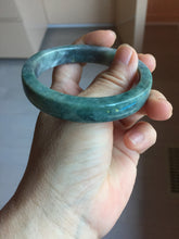 Load image into Gallery viewer, 56-58mm Certified Type A 100% Natural Dark Green Purple Gray Monet's Pond Square Jadeite Jade Bangle group GL61
