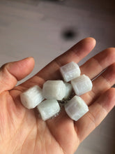 Load image into Gallery viewer, 100% natural type A light green/white/purple Buddhist six-character Great Bright Mantra(六字箴言) hexagonal prism jadeite jade bead group W106