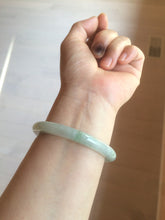 Load image into Gallery viewer, 53.7mm Certified Type A 100% Natural green/purple/white with green flying flower slim Jadeite Jade bangle K117