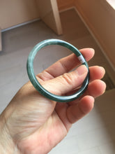 Load image into Gallery viewer, 55mm Certified Type A 100% Natural dark green/blue/gray with Guatemala slim round cut Jadeite bangle PJ94-2434