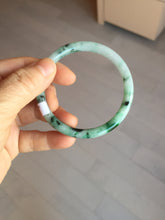 Load image into Gallery viewer, 55mm Certified Type A 100% Natural sunny green light green purple with green floating flowers slim round cut Jadeite bangle PD204-3919
