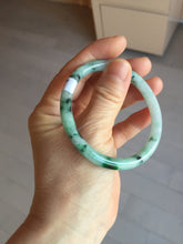 Load image into Gallery viewer, 55mm Certified Type A 100% Natural sunny green light green purple with green floating flowers slim round cut Jadeite bangle PD204-3919
