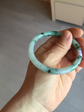 Load image into Gallery viewer, 55mm Certified Type A 100% Natural sunny green light green purple with green floating flowers slim round cut Jadeite bangle PD204-3919