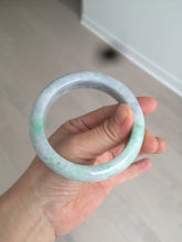 Load image into Gallery viewer, 58.3mm Certified 100% natural Type A sunny green/purple/yellow(Fu Lu Shou) chubby jadeite jade bangle AK55-1188