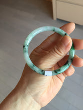 Load image into Gallery viewer, 55mm Certified Type A 100% Natural sunny green light green purple with green floating flowers slim round cut Jadeite bangle PD204-3919