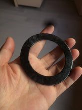 Load image into Gallery viewer, 51-52mm Certified Type A 100% Natural black (Wuji) flat style Jadeite Jade jingle bangle group w107