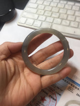 Load image into Gallery viewer, 52.8mm certified 100% Natural icy watery light gray black smoky purple(烟紫) nephrite bangle HN119-0101