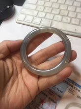Load image into Gallery viewer, 52.8mm certified 100% Natural icy watery light gray black smoky purple(烟紫) nephrite bangle HN119-0101