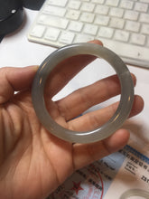Load image into Gallery viewer, 52.8mm certified 100% Natural icy watery light gray black smoky purple(烟紫) nephrite bangle HN119-0101