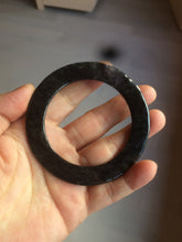 Load image into Gallery viewer, 51-52mm Certified Type A 100% Natural black (Wuji) flat style Jadeite Jade jingle bangle group w107