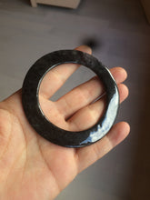 Load image into Gallery viewer, 51-52mm Certified Type A 100% Natural black (Wuji) flat style Jadeite Jade jingle bangle group w107