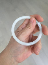 Load image into Gallery viewer, 56mm 100% natural Type A icy watery light green white slim round cut jadeite jade bangle AD110-8098