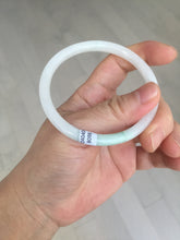 Load image into Gallery viewer, 56mm 100% natural Type A icy watery light green white slim round cut jadeite jade bangle AD110-8098