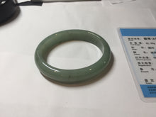 Load image into Gallery viewer, 52.5mm Certified Type A 100% Natural Oily Dark Green Gray Black(油青) Oval Jadeite Jade Bangle PE105-7129