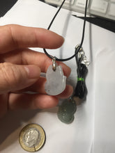 Load image into Gallery viewer, 100% natural type A icy watery black/white/clear(冰乌鸡)/light green(冰绿乌鸡) jadeite fox pendant necklace AA123