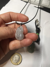 Load image into Gallery viewer, 100% natural type A icy watery black/white/clear(冰乌鸡)/light green(冰绿乌鸡) jadeite fox pendant necklace AA123