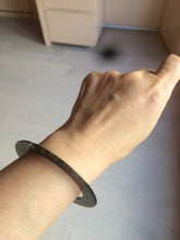 Load image into Gallery viewer, 51-52mm Certified Type A 100% Natural black (Wuji) flat style Jadeite Jade jingle bangle group w107