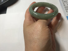 Load image into Gallery viewer, 52.5mm Certified Type A 100% Natural Oily Dark Green Gray Black(油青) Oval Jadeite Jade Bangle PE105-7129