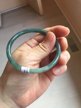 Load image into Gallery viewer, 56.8mm Certified Type A 100% Natural dark green/blue/gray with Guatemala slim round cut Jadeite bangle PJ93-3450